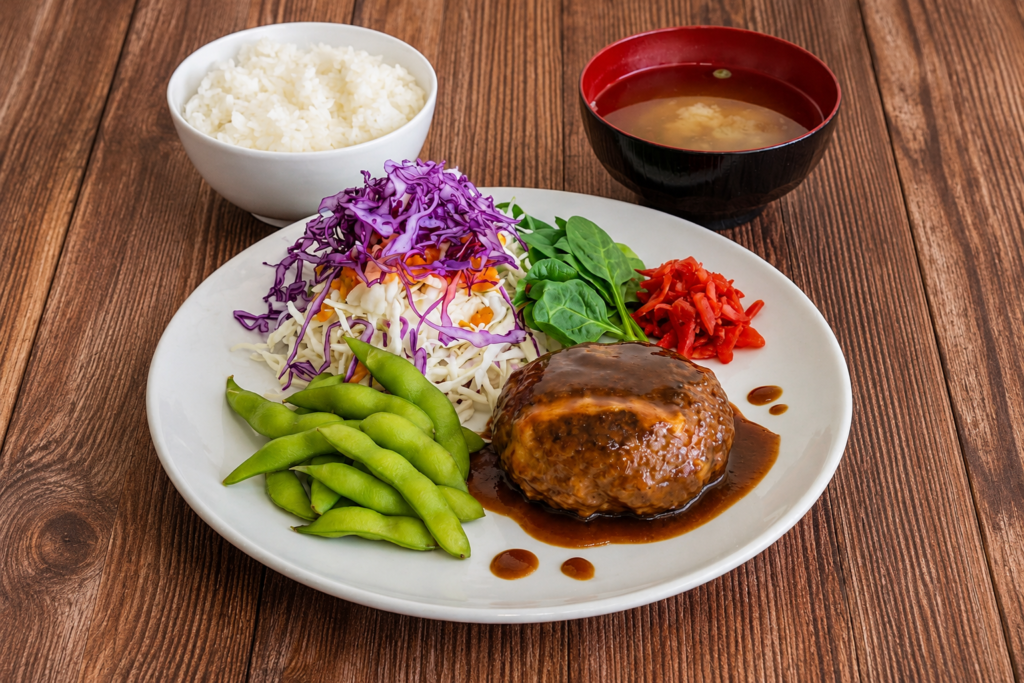 Hamburg steak teishoku at DEMI